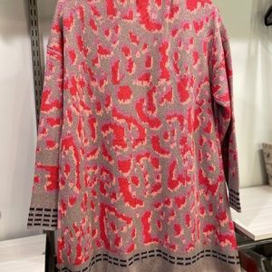 NIC + ZOE Color Splash Leopard Print Intarsia Shawl Collar Long Sleeve Cardigan
